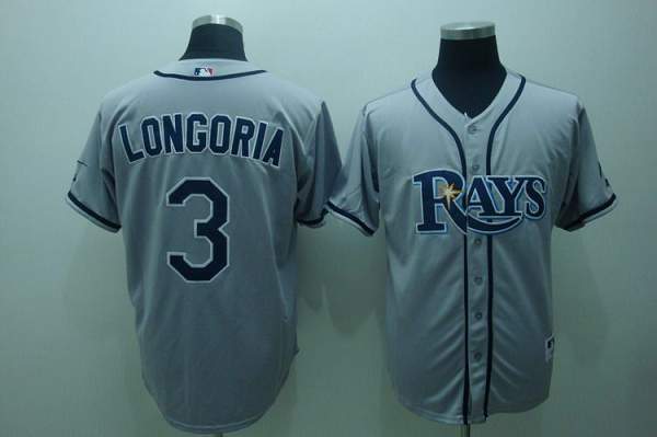 Rays #3 Evan Longoria Grey Stitched MLB Jersey - Click Image to Close